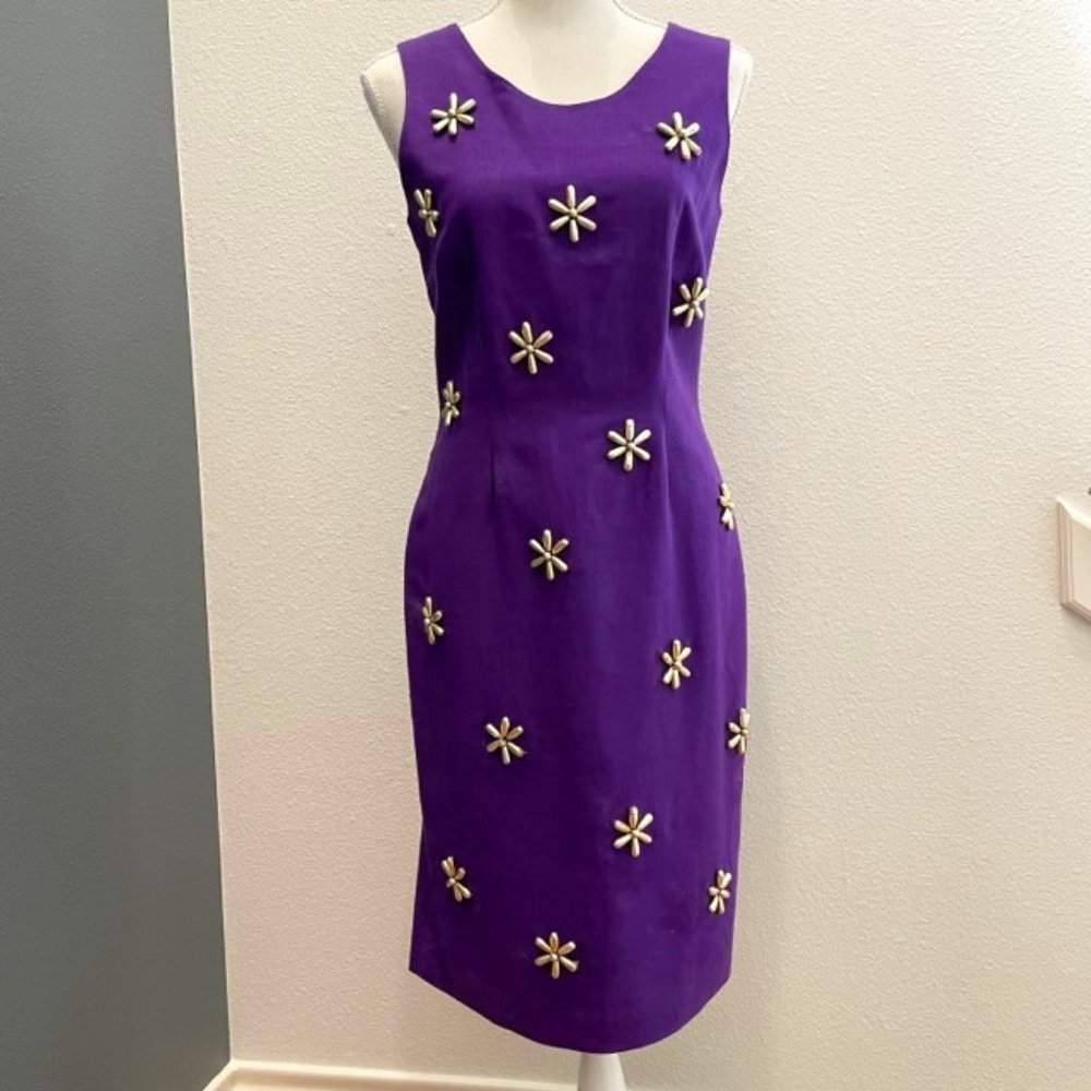 Embellished Purple Vintage Sheath Dress